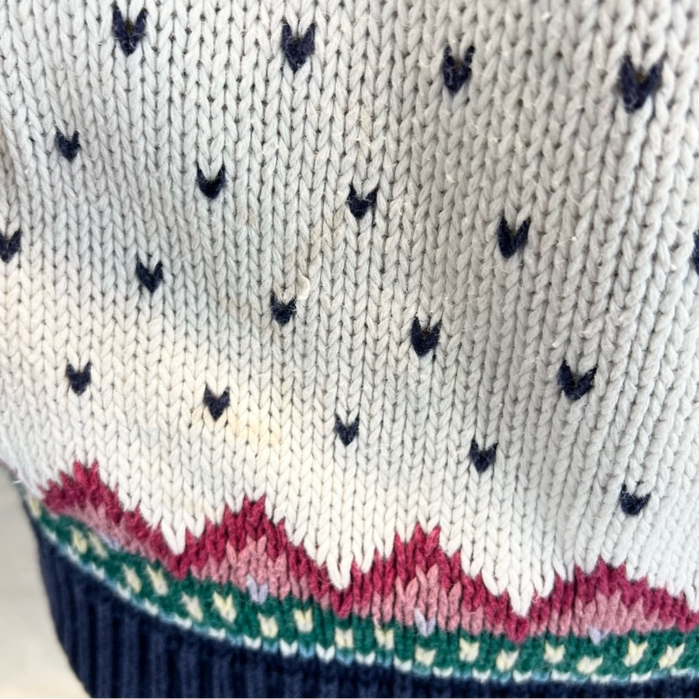 VINTAGE 80s rose floral embroidered‎ fair isle knit sweater cottagecore feminine - Picture 16 of 16